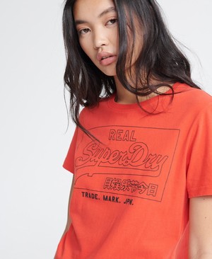 Superdry Vintage Logo Outline Női Pólók Piros | FOXYH8370